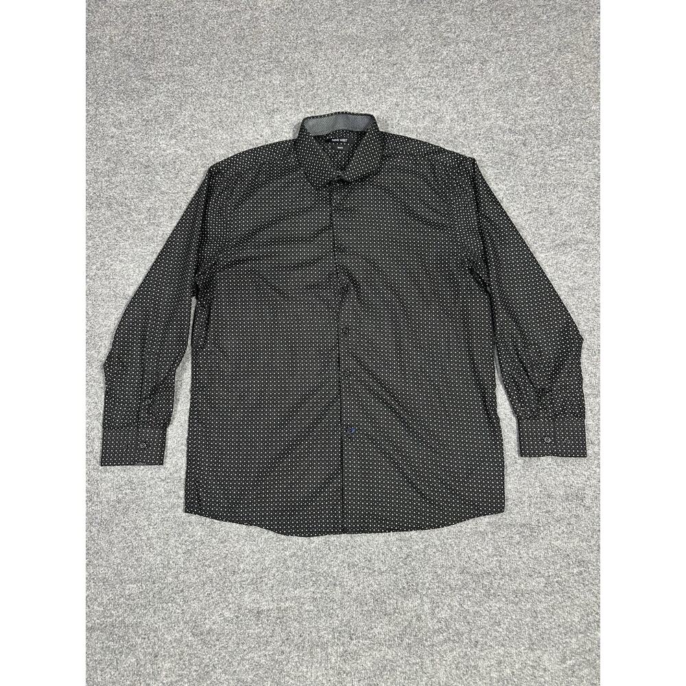 Nine West Mens Shirt Large (16-16 1/2) 32/33 Slim Fit Black Long Sleeve